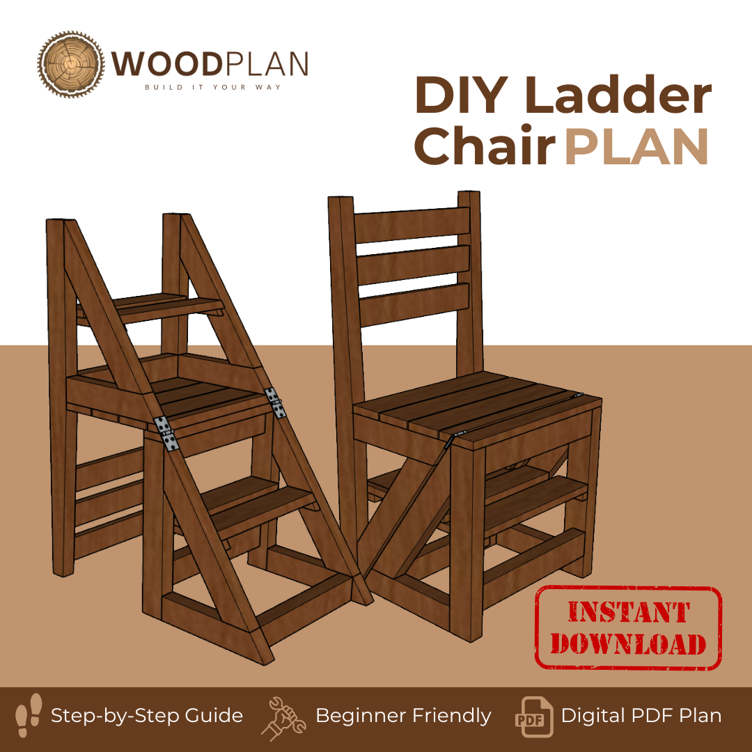 2-in-1 Convertible Ladder Chair – Printable Woodworking Plan (Chair + Step Stool)