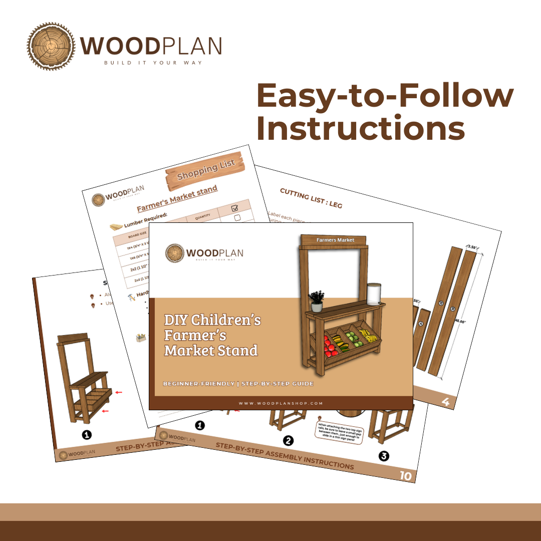 Farmer’s Market Stand Woodworking Plan – DIY Digital PDF | Easy Outdoor Build for Kids