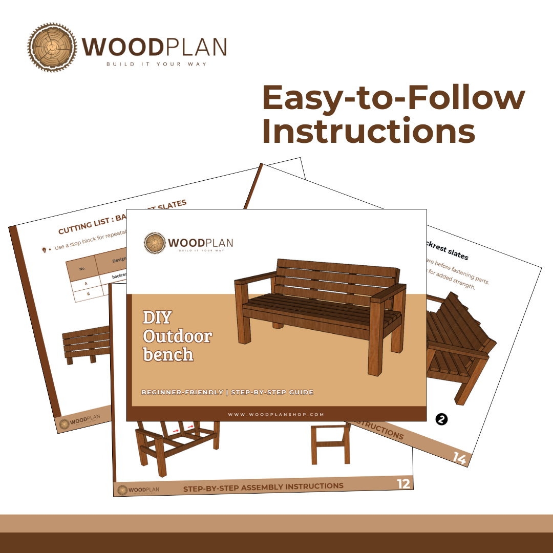 Outdoor Bench Woodworking Plan – Printable DIY PDF