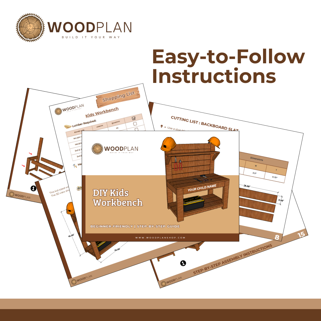 Kids Workbench Plans - DIY Woodworking Bench for Children | Beginner Project