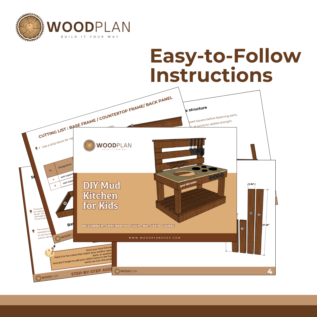 Kids Mud Kitchen Woodworking Plan – Printable DIY Outdoor Play Station