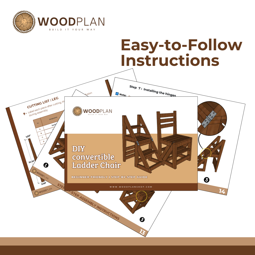 2-in-1 Convertible Ladder Chair – Printable Woodworking Plan (Chair + Step Stool)