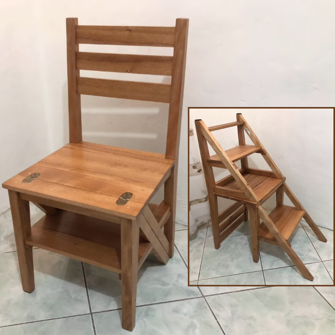 2-in-1 Convertible Ladder Chair – Printable Woodworking Plan (Chair + Step Stool)