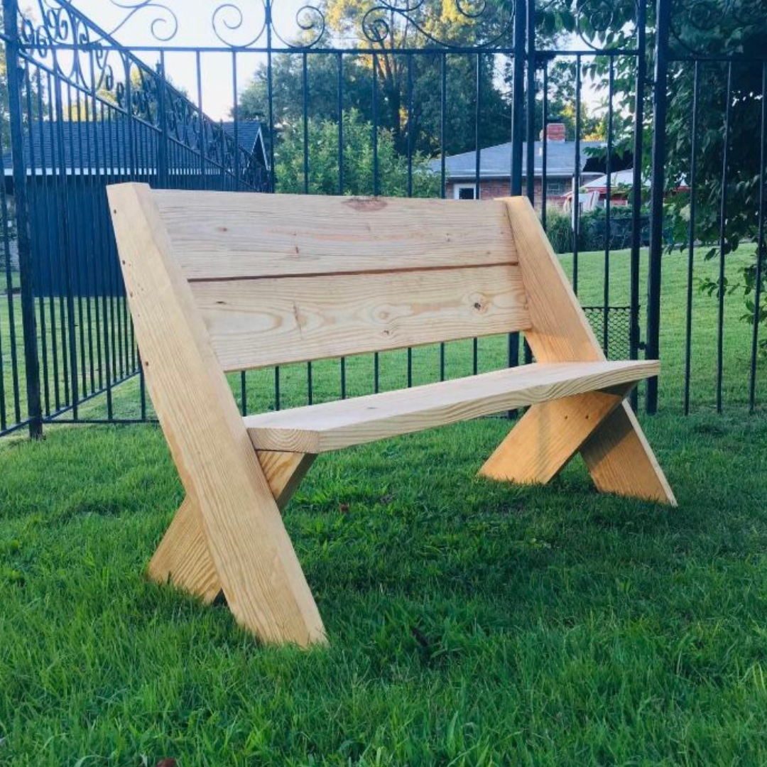 Cedar Leopold Bench Plans – Beginner DIY Woodworking PDF – 2x8 Outdoor Garden Seat Blueprint