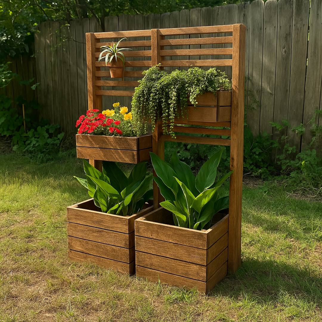 Tiered Planter Box with Trellis - Garden DIY Woodworking Plan -Outdoor Plant Stand - Digital Download