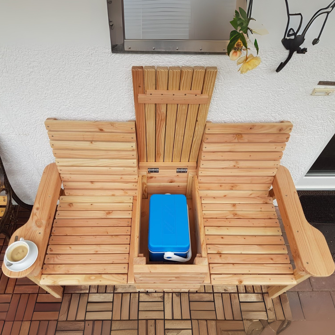 3-in-1 Double Bench PDF Plan – DIY Cooler Bench & Table – Outdoor Woodworking Project for Backyard