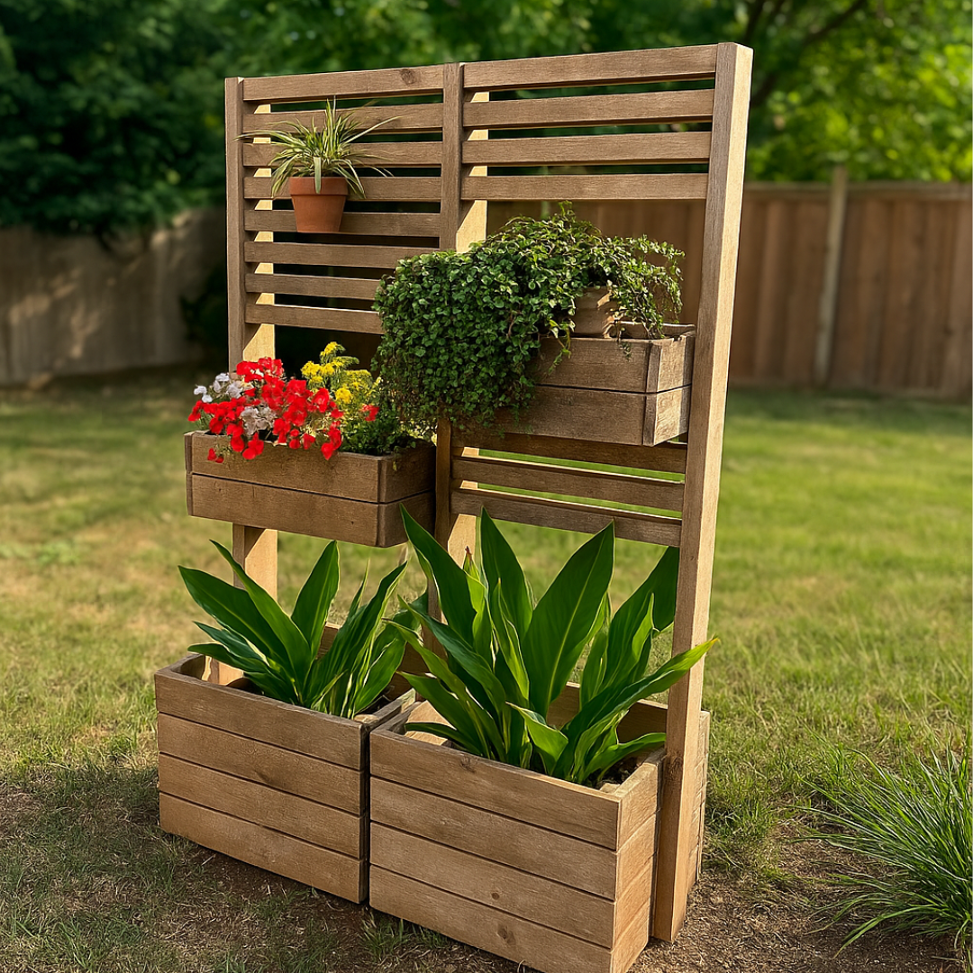 Tiered Planter Box with Trellis - Garden DIY Woodworking Plan -Outdoor Plant Stand - Digital Download