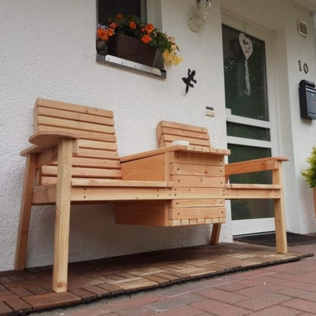 3-in-1 Double Bench PDF Plan – DIY Cooler Bench & Table – Outdoor Woodworking Project for Backyard