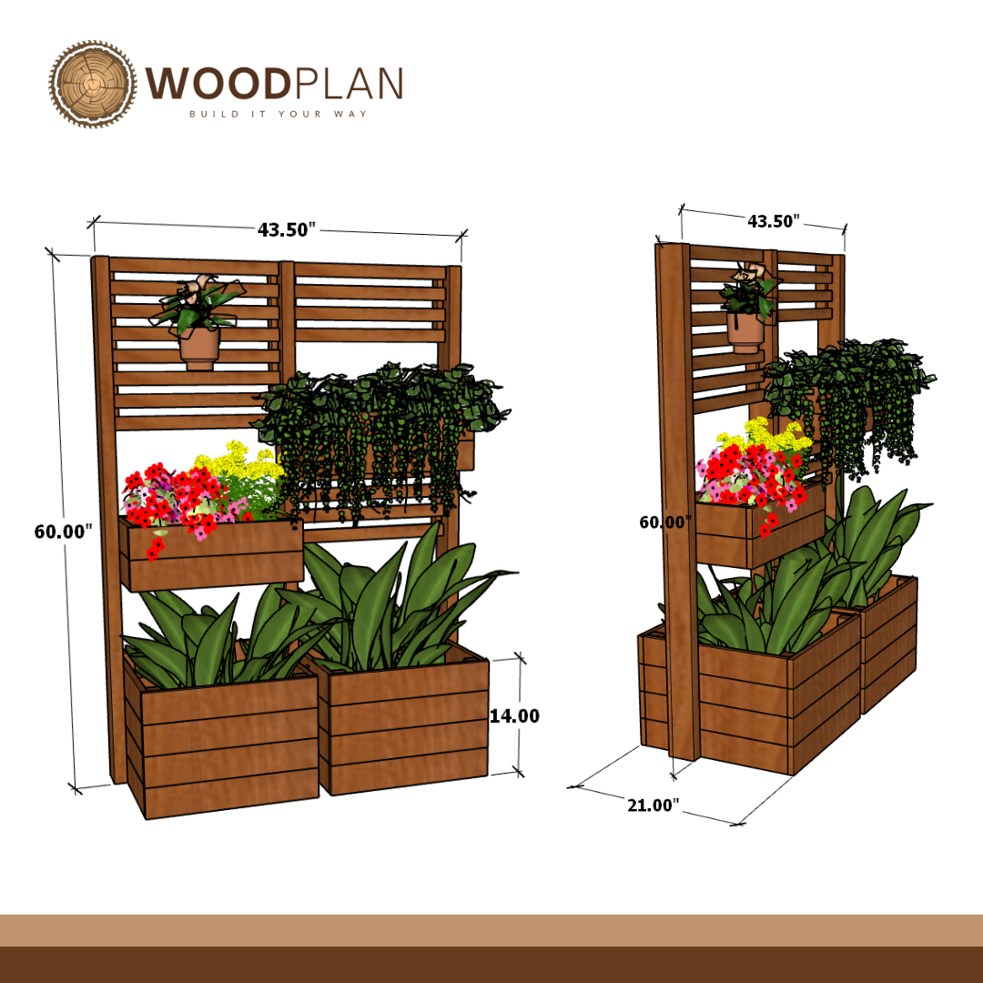 Tiered Planter Box with Trellis - Garden DIY Woodworking Plan -Outdoor Plant Stand - Digital Download
