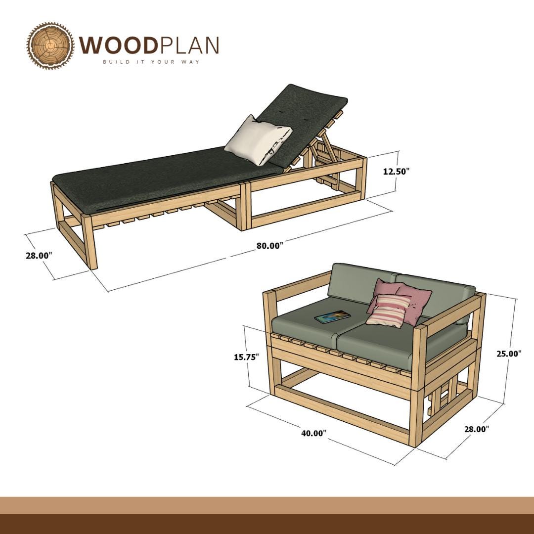 Convertible Outdoor Sofa Bed Plan PDF | Multi-Position Lounger, Adjustable Backrest, DIY Daybed