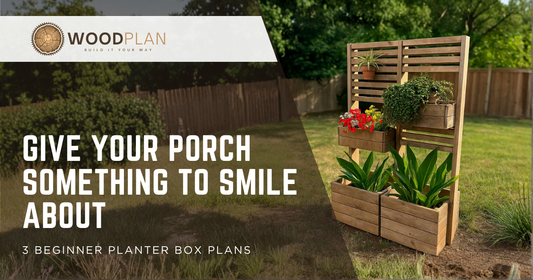 DIY welcome planter porch greeter with flower box, beginner woodworking plan