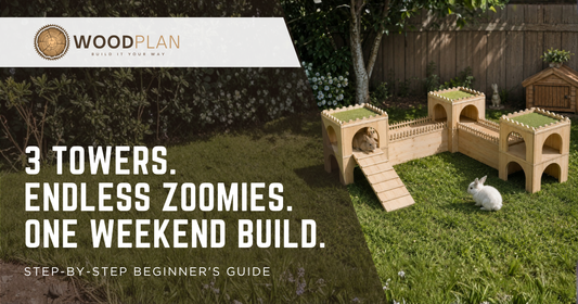 DIY Rabbit Castle Playground – Modular 3-Tower Bunny Playhouse with Ramps & Bridges