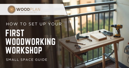 Beginner woodworking workshop setup in small garage space - tools and workbench layout guide