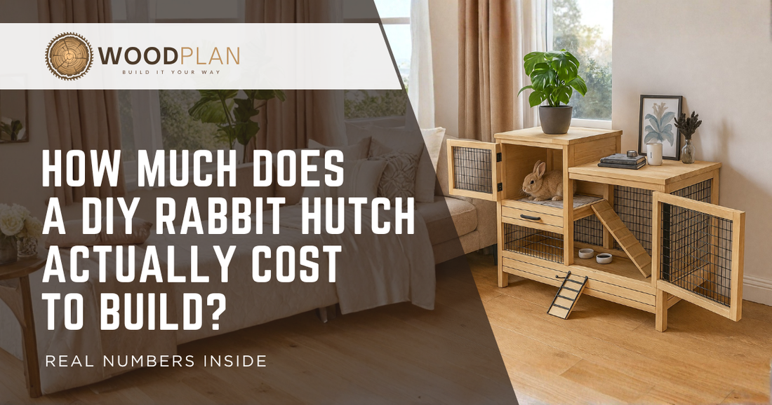 Materials laid out for a DIY indoor rabbit hutch cost breakdown