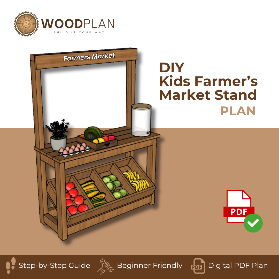 Farmer’s Market Stand Woodworking Plan – DIY Digital PDF | Easy Outdoor Build for Kids