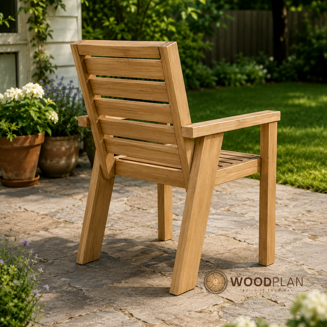 DIY Classic Outdoor Chair Plan | Slatted Wooden Armchair PDF | Beginner Woodworking Project