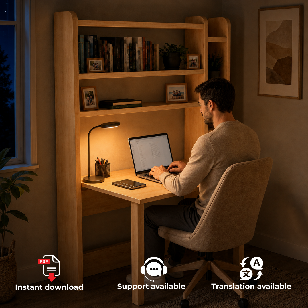 Folding Desk with Bookcase Plans PDF – DIY Space-Saving Desk
