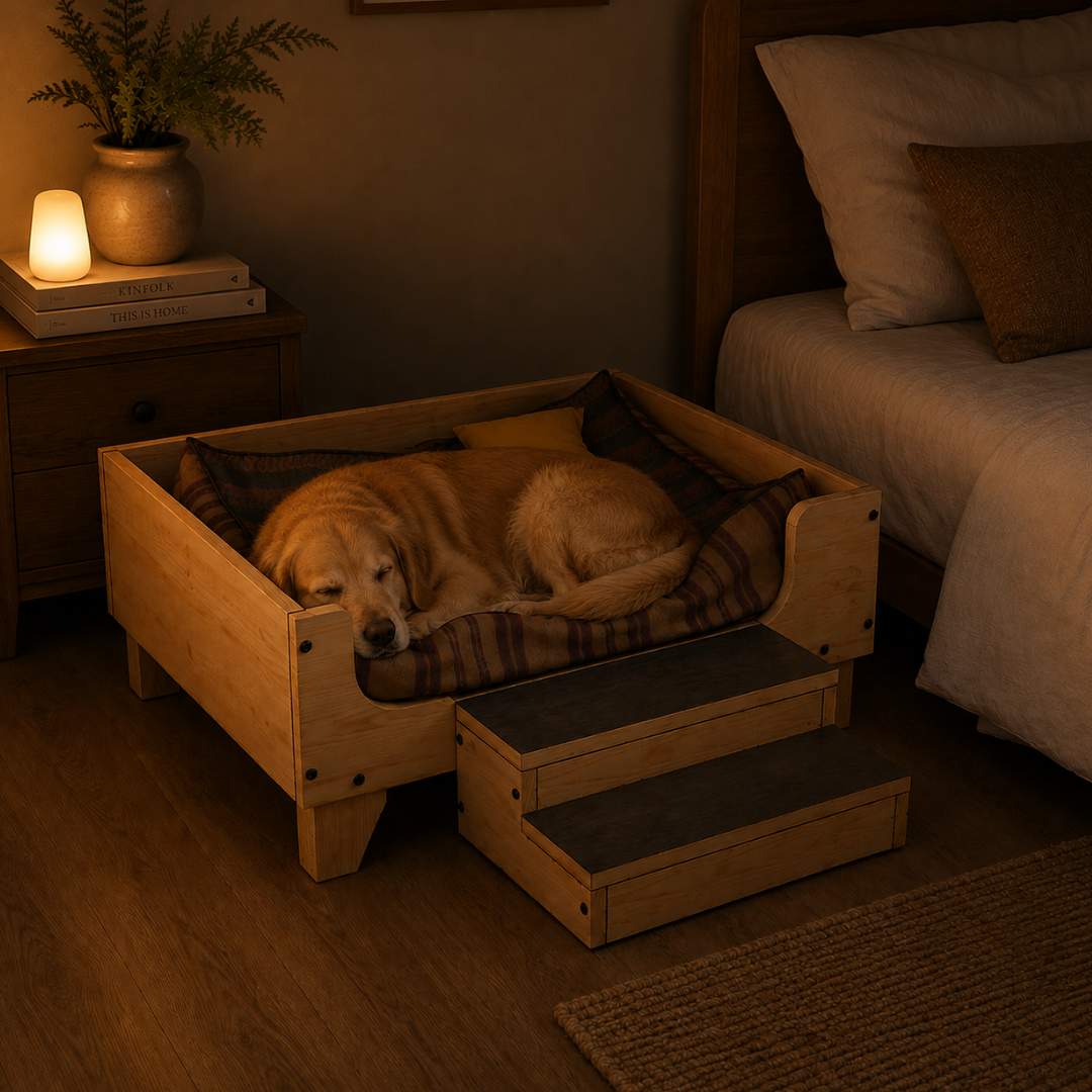 Cozy Dog Bed with Stairs: DIY Printable Woodworking Plan (PDF Download)