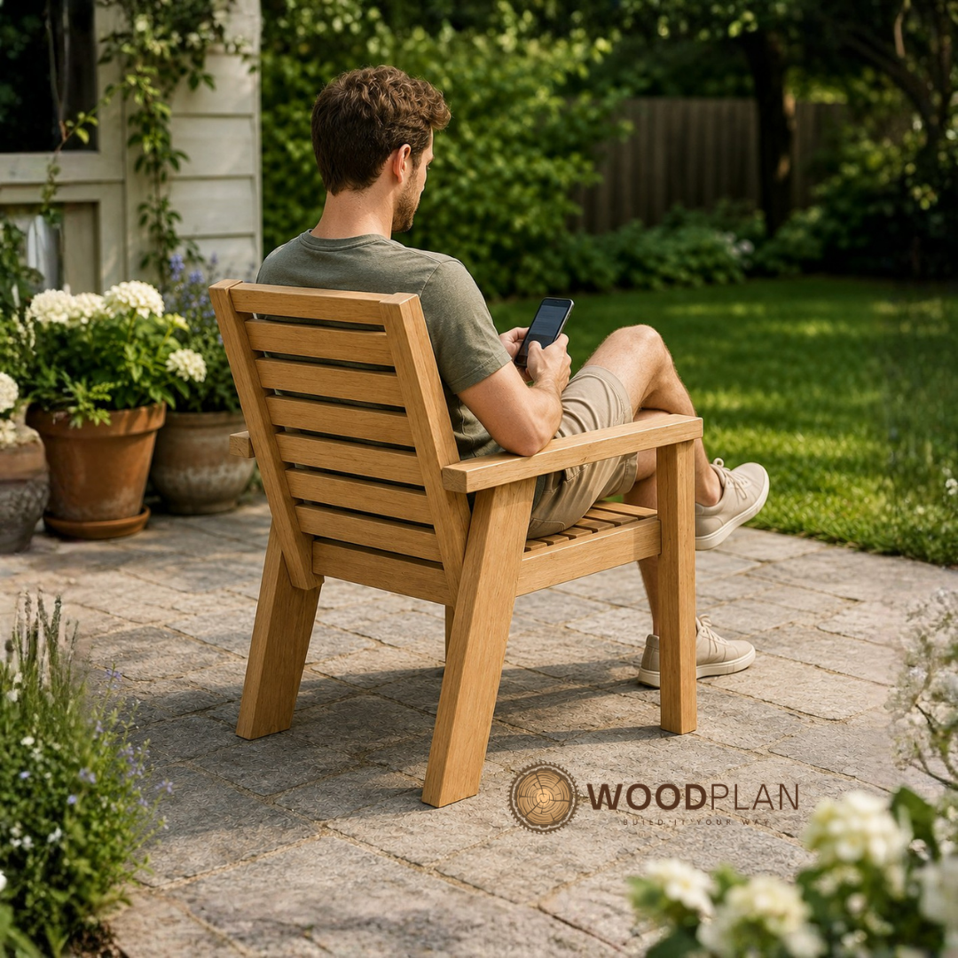 DIY Classic Outdoor Chair Plan | Slatted Wooden Armchair PDF | Beginner Woodworking Project
