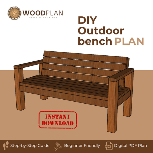 Outdoor Bench Woodworking Plan – Printable DIY PDF