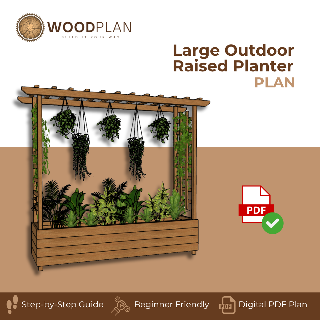 Tall Planter Box with Trellis Plans PDF – DIY Garden Privacy Screen