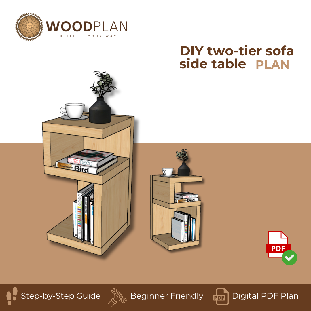Narrow Side Table Plans PDF – DIY Chairside Table with Storage Cubby