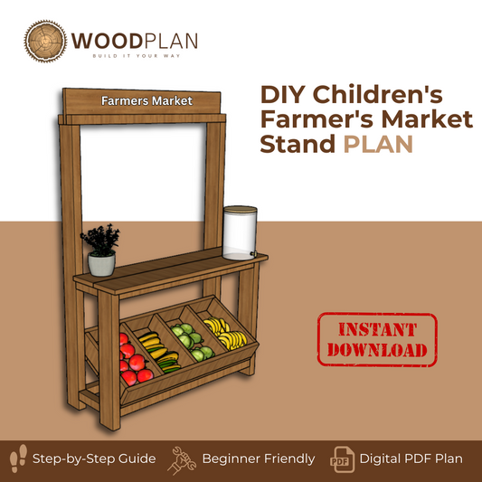 Farmer’s Market Stand Woodworking Plan – DIY Digital PDF | Easy Outdoor Build for Kids