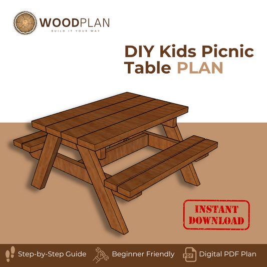 Kids Picnic Table Woodworking Plans – Beginner DIY PDF – Outdoor Children’s Table Build – Digital Download