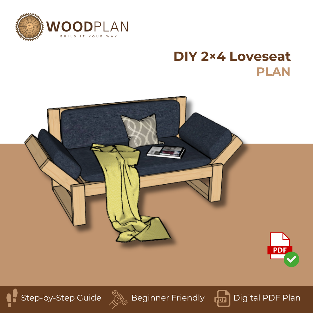 2×4 Loveseat Plans PDF – DIY Compact Wooden Sofa