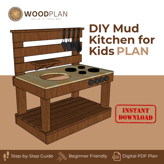 Kids Mud Kitchen Woodworking Plan – Printable DIY Outdoor Play Station