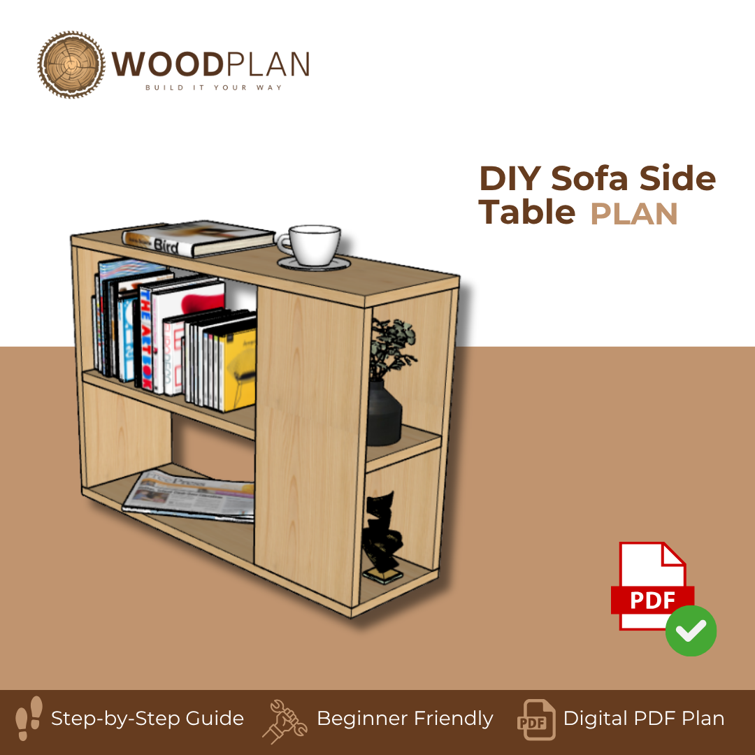 Sofa Side Table Plans PDF – DIY Wooden End Table with Storage