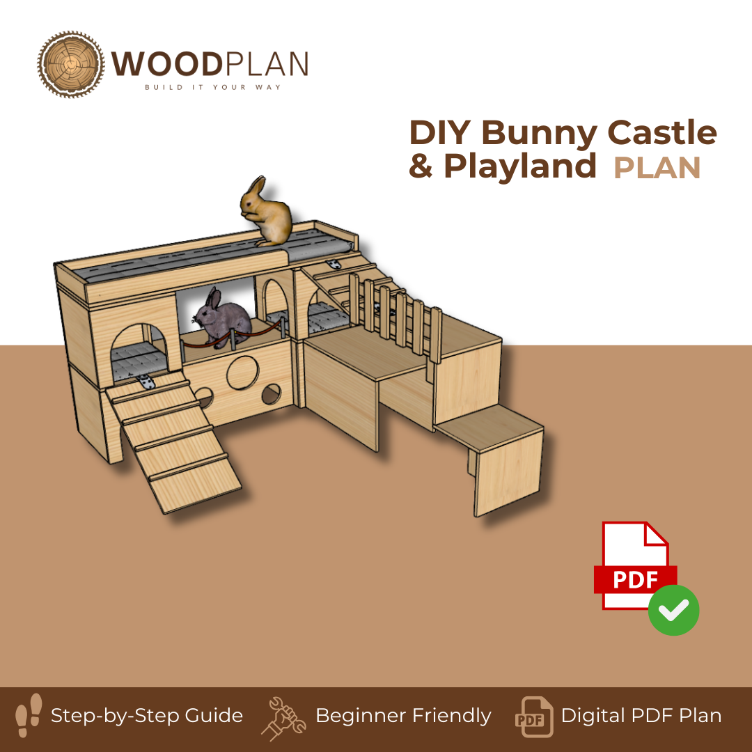 DIY Rabbit Castle and Playground Woodworking Plan | Bunny house PDF
