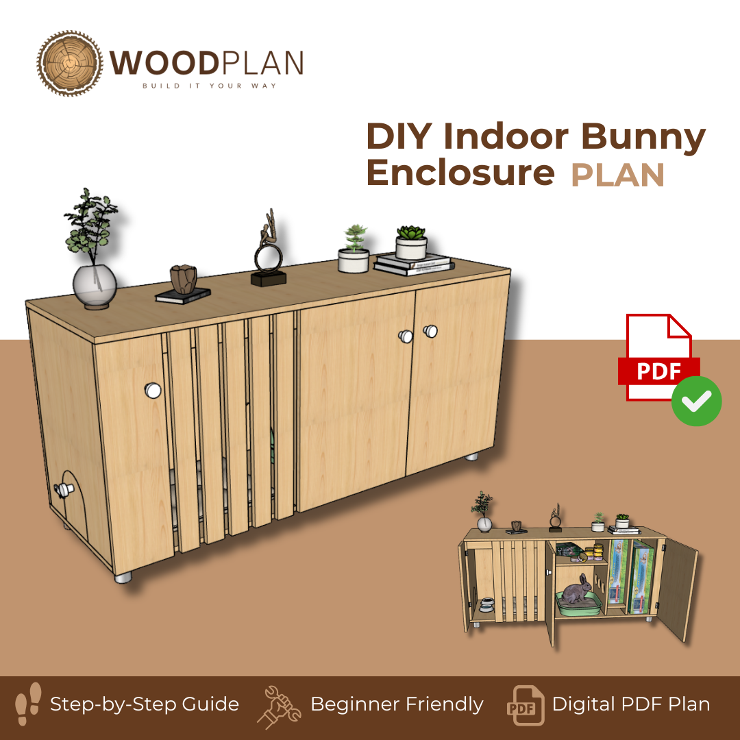 Indoor Rabbit Hutch Woodworking DIY Plan : Enclosure with Hay Storage and Flexible Access Doors