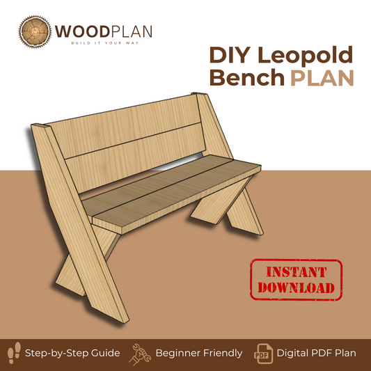 Cedar Leopold Bench Plans – Beginner DIY Woodworking PDF – 2x8 Outdoor Garden Seat Blueprint