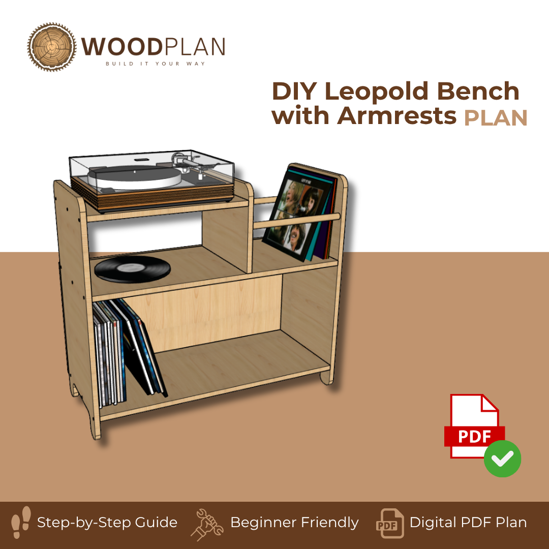 Vinyl Record Player Stand Woodworking Plans, DIY Audio stand PDF