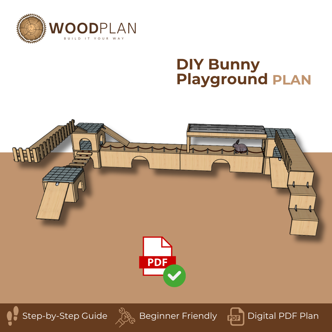 DIY Bunny Playground Plan PDF | Rabbit Run & Hideout Woodworking Plan