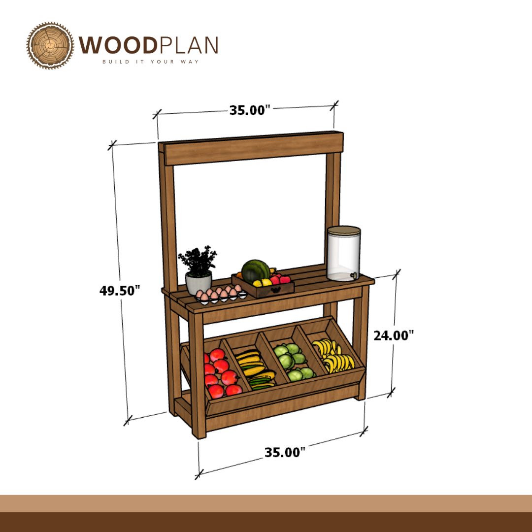 Farmer’s Market Stand Woodworking Plan – DIY Digital PDF | Easy Outdoor Build for Kids