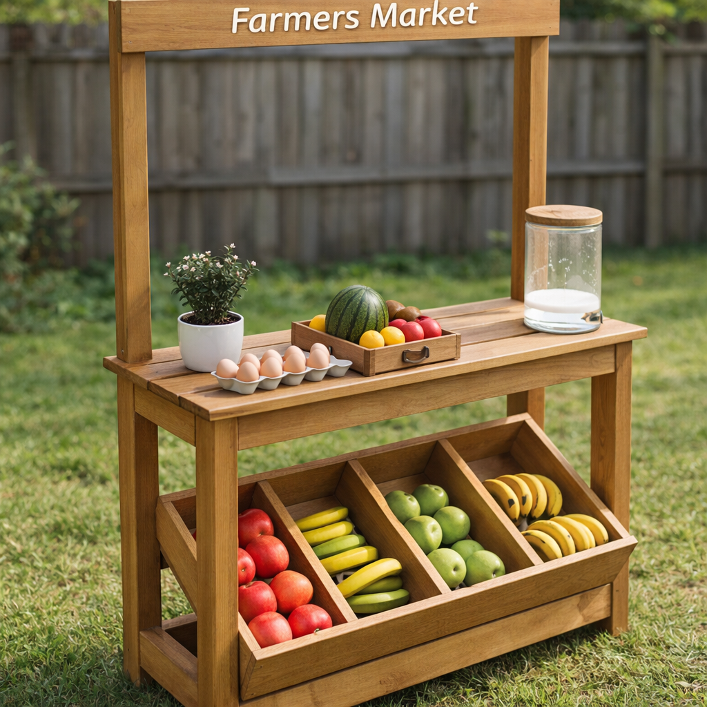 Farmer’s Market Stand Woodworking Plan – DIY Digital PDF | Easy Outdoor Build for Kids