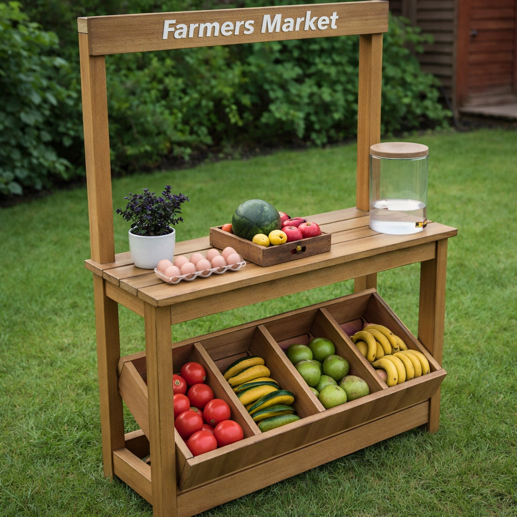 Farmer’s Market Stand Woodworking Plan – DIY Digital PDF | Easy Outdoor Build for Kids