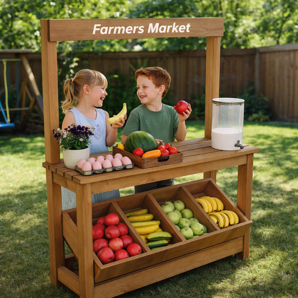 Farmer’s Market Stand Woodworking Plan – DIY Digital PDF | Easy Outdoor Build for Kids