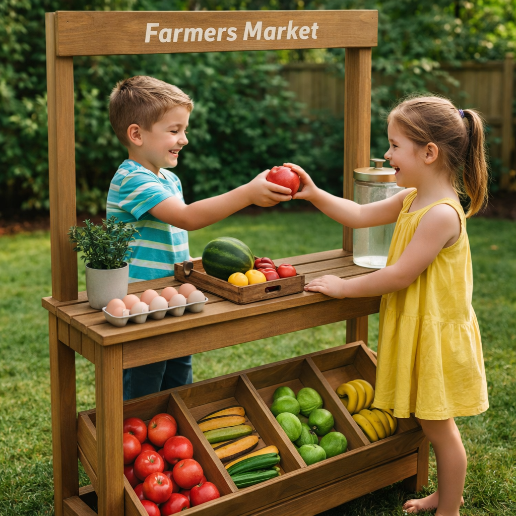 Farmer’s Market Stand Woodworking Plan – DIY Digital PDF | Easy Outdoor Build for Kids