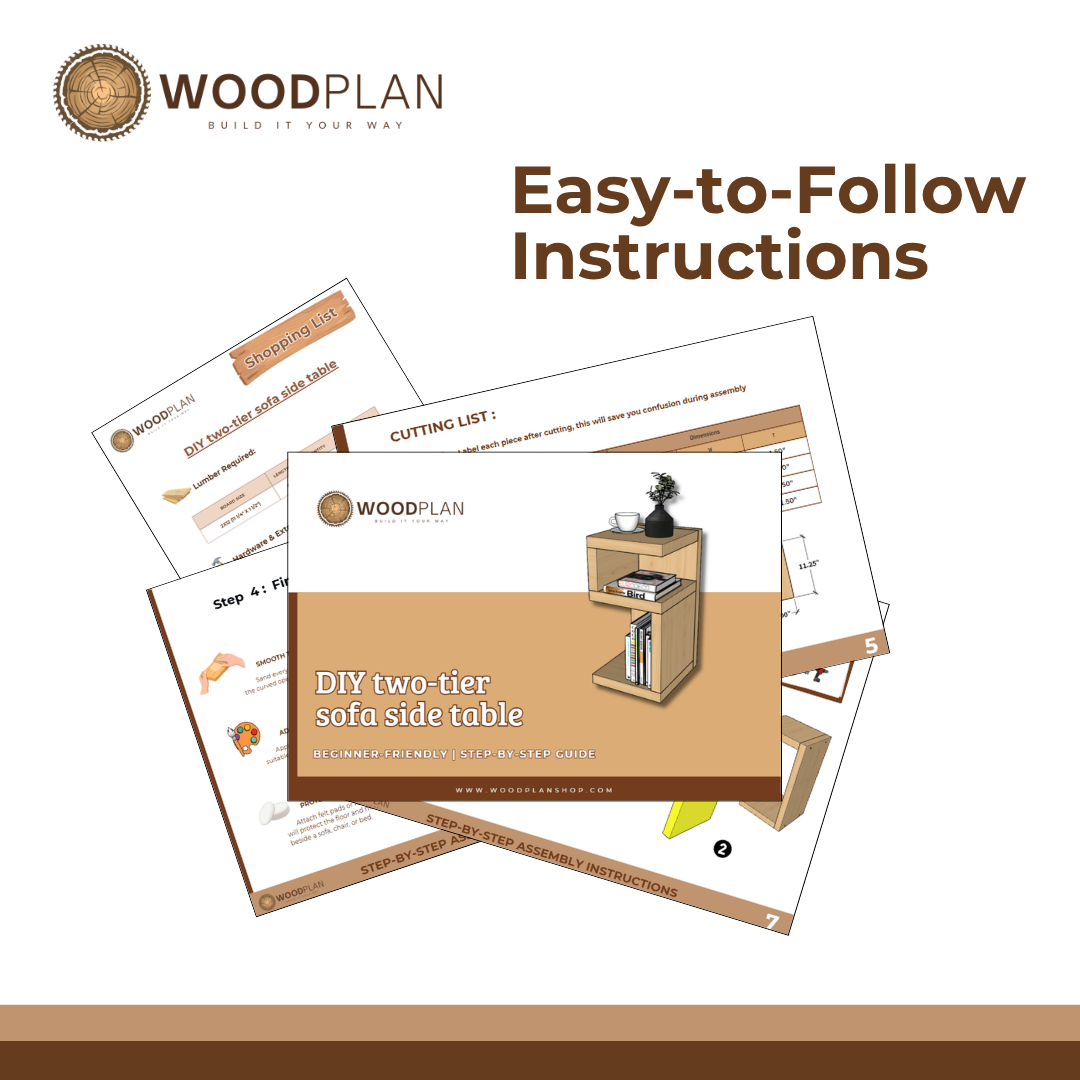 Narrow Side Table Plans PDF – DIY Chairside Table with Storage Cubby