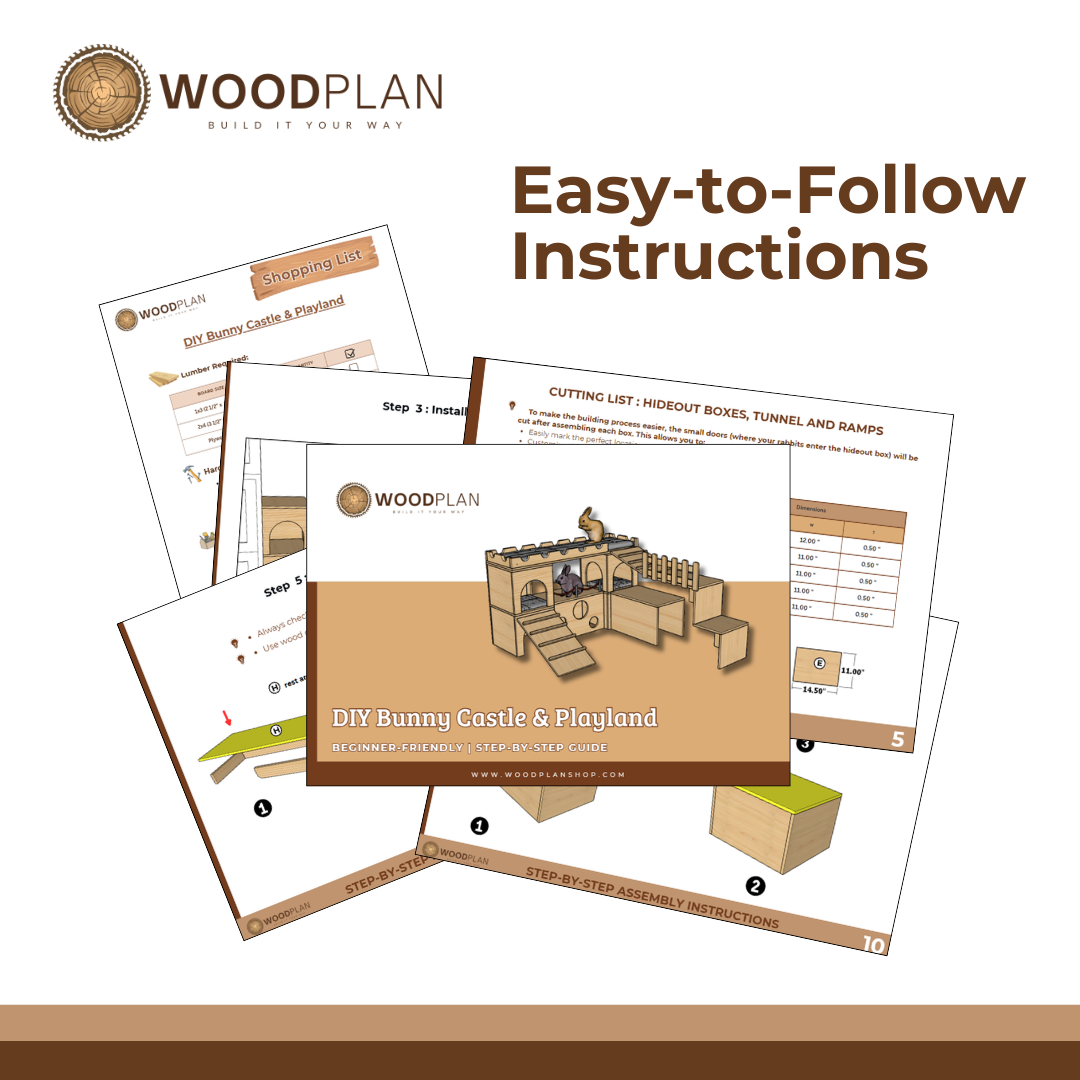 DIY Rabbit Castle and Playground Woodworking Plan | Bunny house PDF