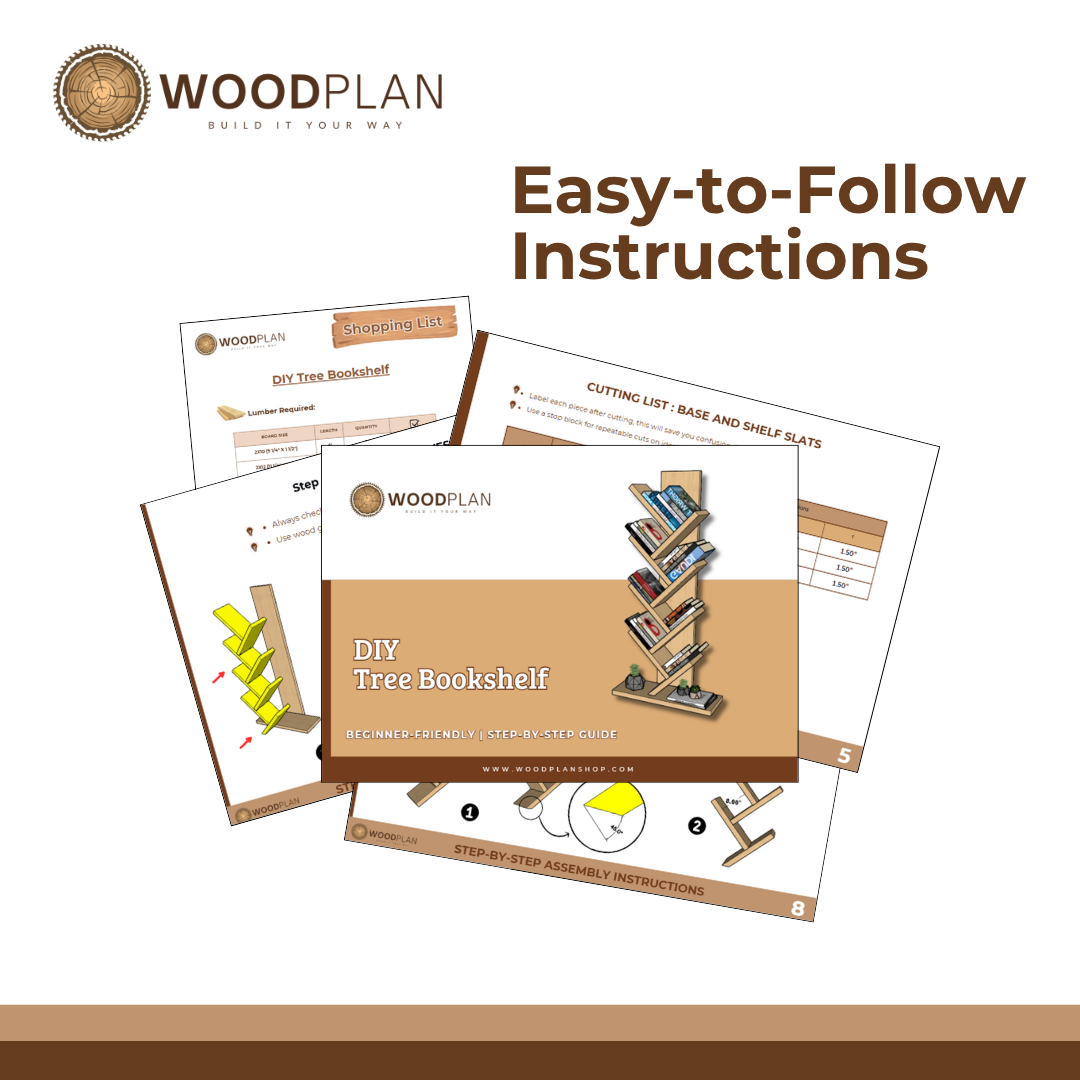 Tree Bookshelf Plans PDF – DIY Freestanding Branch Bookcase