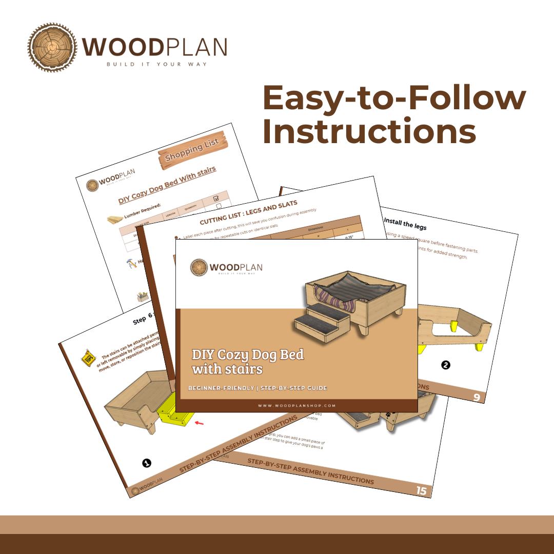 Cozy Dog Bed with Stairs: DIY Printable Woodworking Plan (PDF Download)