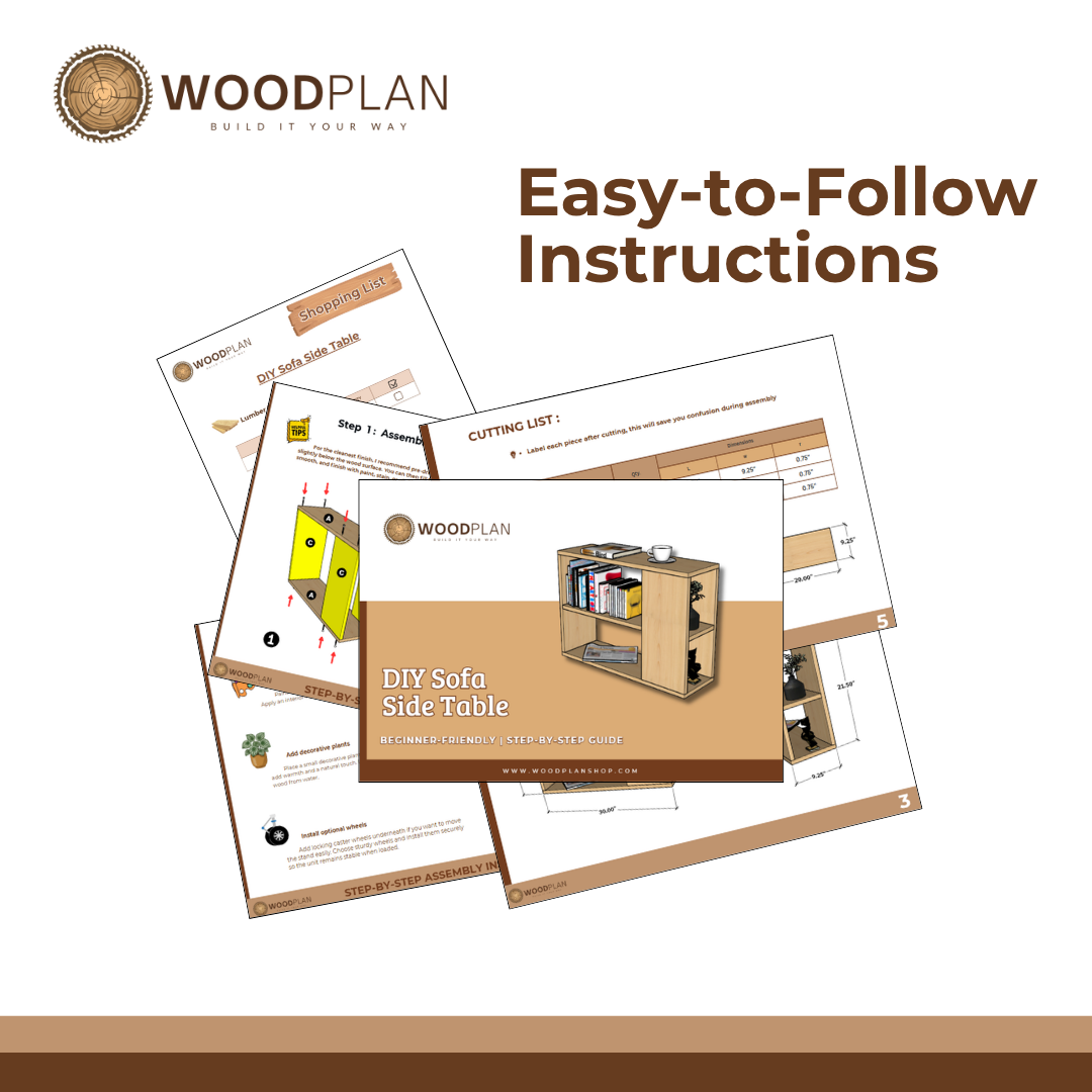 Sofa Side Table Plans PDF – DIY Wooden End Table with Storage