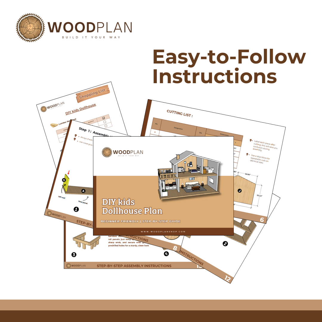 Dollhouse Plan PDF: Two-Story Modern Design with Balcony (Digital Woodworking PDF)