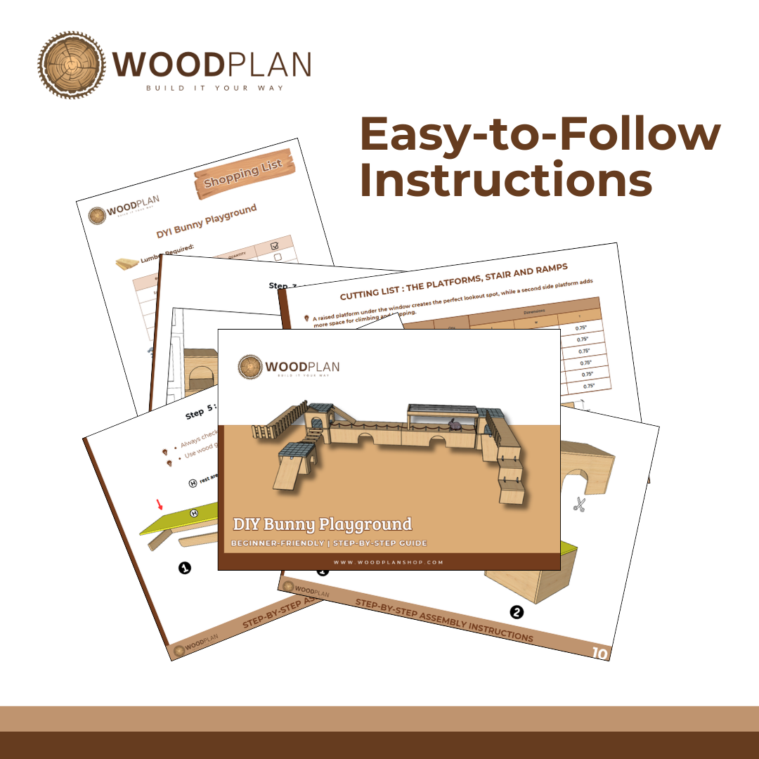 DIY Bunny Playground Plan PDF | Rabbit Run & Hideout Woodworking Plan