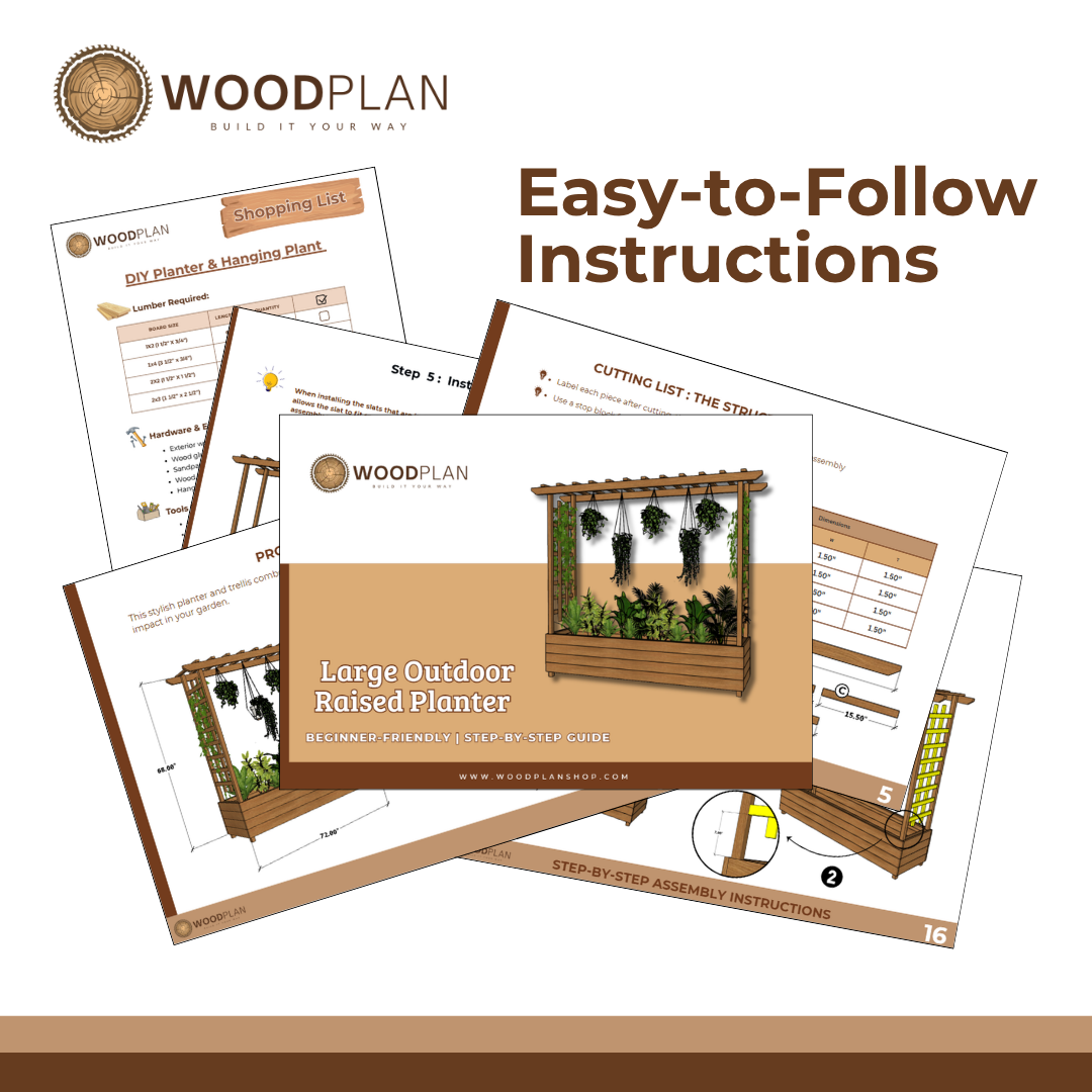 Tall Planter Box with Trellis Plans PDF – DIY Garden Privacy Screen