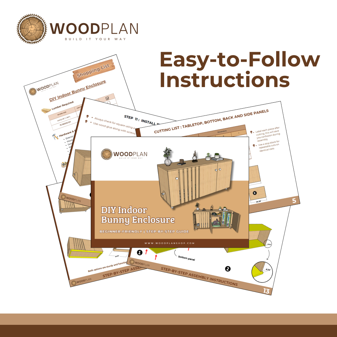 Indoor Rabbit Hutch Woodworking DIY Plan : Enclosure with Hay Storage and Flexible Access Doors